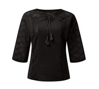 SHE.White Shirt Weiß Damen Bluse Esprit Damen Damen Oberteile Grosse GröSsen Hawaii Shirt Damen Ringelshirt Damen Italienische Blusen Blazer Damen Lang Bikini Oberteil(1-Black, XL)