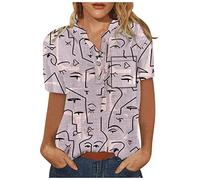 SHE.White Shirt Weiß Damen Bluse GroßE GrößEn Damen Top Damen Sommer Locker Neon Oberteile Damen Uv Shirt Elegante WeißE Bluse Dirndl Bluse Damen Tanktops Frauen(3-Pink, 3XL)