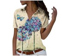 SHE.White T-Shirt Damen Sommer Opus Bluse Damen Damen Oberteile Sommer Sexy Funktionsshirt Damen Kurzarm Shirtkleider Damen Sommer Seidenbluse Damen Damen Tops Crop Top Spitze(1-Green, XL)