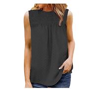 SHE.White T Shirt Weiß Damen Shirt Oversize Damen Bluse Oversize Damen Wandershirt Damen Wickelshirt Damen Damen Blusen Kurzarm Sommer Leinenhemd Damen Tankini Damen Große Größen (2-Black, L)