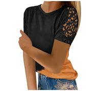 SHE.White Totenkopf Shirt Damen Weiße Bluse Damen Kurzarm Bluse Gestreift Damen Uv Shirt Damen Kurzarm Netzshirt Damen Blusenbody Damen Body Damen Elegant Poloshirt Damen Kurzarm (3-Yellow, XXL)