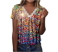 SHE.White Trachten T-Shirt Damen Eterna Bluse Damen Sommer Top Damen Kurzes Top Damen Langarmshirt Damen Baumwolle Lange Blusen Damen Unterhemd Damen Bikini Oberteil(2-Multicolor, S)