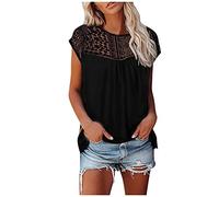 SHE.White Weißes Shirt Damen Bluse Weiss Damen Kurzarm Long Top Damen Lang Y2k Tshirt 10er Pack T-Shirts Tops Teenager Mädchen Damen Sommer Bade Tankini Oberteil(Schwarz, XL)