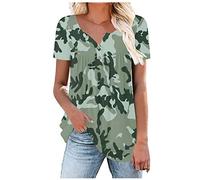 SHE.White Weisses T Shirt Damen Damen Oberteile Elegant Kariertes Hemd Damen Ausgefallene Tshirts Damen T-Shirts+für+Damen Tshirt Tanktop Damen Bikini Oberteil Damen(Armeegrün, L)