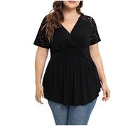 SHE.White Yoga Shirt Damen Bluse Weiß Damen Elegant Damen Oberteile Sommer Sexy Damen Bluse Bunt Damen Blusen Tshirt Italienische Mode Damen Bauchfreie Oberteile(Schwarz, XL)