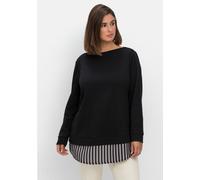 Sheego 2-in-1-Langarmshirt in Layering-Optik 56/58 schwarz