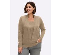 Sheego 2-in-1-Pullover mit Schalkragen-Optik 42 goldfarben-meliert
