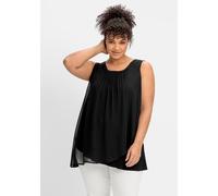 Sheego 2-in-1-Top aus Chiffon und Jersey 44 schwarz