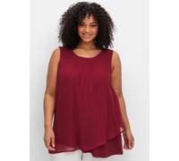 Sheego 2-in-1-Top aus Chiffon und Jersey 46 rubinrot