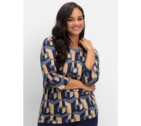 Sheego 3/4-Arm-Shirt mit grafischem Print 40 marine-camel-bedruckt