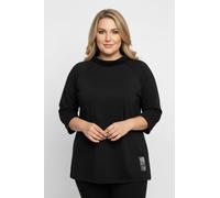 Sheego 3/4-Arm-Shirt mit halsfernem Rollkragen 44 schwarz