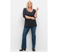 Sheego 3/4-Arm-Shirt mit Henleykragen 48/50 tiefblau