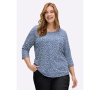 Sheego 3/4-Arm-Shirt mit Minimal-Druck 36 weiß-jeansblau-bedruckt