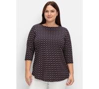Shirt mit 3/4-Arm und Minimalprint, tiefblau gemustert, Gr.56/58
