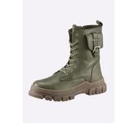 Schnürstiefelette ANDREA CONTI, Damen, Gr. 39, grün (oliv), Glattleder, Leder, Schuhe Schnürstiefelette (97364653-39) oliv