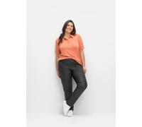Sheego 5-Pocket-Hose in Leder-Optik 22 anthrazit