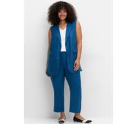 Gerade 7/8-Hose aus Leinen-Mix, mit Teilgummibund, blaubeere, Gr.42