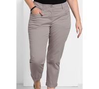 7/8-Hose SHEEGO, Damen, Gr. 44, Normalgrößen, grau (silbergrau), 97% Baumwolle, 3% Elasthan, unifarben, Hosen 7/8-Hose (37763140-44) silbergrau