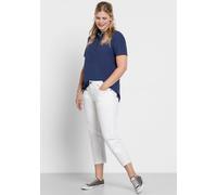 Schmale 7/8-Hose aus elastischem Baumwoll-Twill, weiß, Gr.46