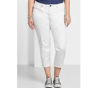 7/8-Hose SHEEGO, Damen, Gr. 52, Normalgrößen, weiß, 97% Baumwolle, 3% Elasthan, unifarben, Hosen 7/8-Hose (19462050-52) weiß