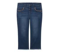 Sheego 7/8 Jeans Hose Curvy Schnitt Anne High Waist Blue-Stone-Washed Stickerei Damen