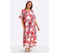 Sheego A-Linien-Kleid mit Grafikprint 42 erdbeere-koralle-bedruckt