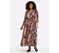 Sheego A-Linien-Kleid mit Muster im Patchwork-Stil 54 schwarz-kirsche-gemustert