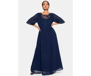 Sheego Abendkleid aus Chiffon, mit Spitzen-Einsatz 42 marine
