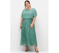 Sheego Abendkleid aus Mesh, mit besticktem Rock 52 rauchgrün