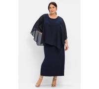 Abendkleid SHEEGO "Große Größen" Gr. 54, Normalgrößen, blau (marine) Damen Kleider Lange im Lagenlook (69018053-54)