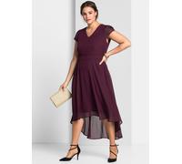 Sheego Abendkleid mit Flügelärmeln 54 aubergine