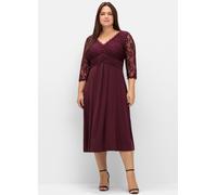 Sheego Abendkleid mit Oberteil aus floraler Spitze 52 burgund