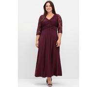 Sheego Abendkleid mit Oberteil aus Spitze 54 burgund