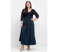 sheego Abendkleid mit Oberteil aus floraler Spitze, blau, 54 nachtblau