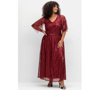 Sheego Abendkleid mit Paillettenbesatz 52 dunkelrot