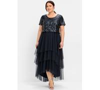 Sheego Abendkleid mit Paillettenoberteil 46 nachtblau