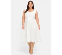Sheego Abendkleid mit Stickerei und Perlen 56 offwhite