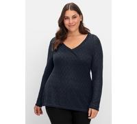 Sheego Ajourpullover in Wickel-Optik 52/54 tiefblau