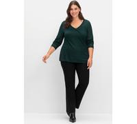 Sheego Ajourpullover in Wickel-Optik 48/50 tiefgrün