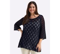 Sheego Ajourpullover mit 3/4-Trompetenärmeln 44/46 tiefblau