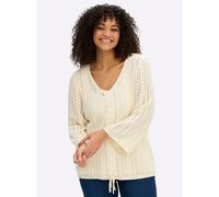 Sheego Ajourpullover mit Bindeband am Saum 52/54 champagner
