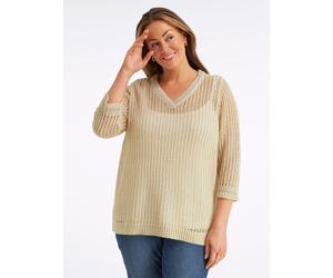 Sheego Ajourpullover mit Glitzergarn 52/54 sand