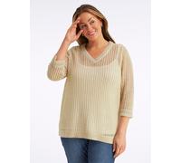 Sheego Ajourpullover mit Glitzergarn 56/58 sand