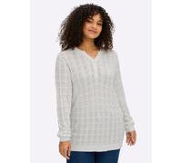 Sheego Ajourpullover mit kurzer Knopfleiste 48/50 ecru