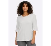 Sheego Ajourpullover mit Volantärmeln 52/54 ecru