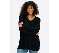 Sheego Ajourpullover mit Zopfmuster-Details 40/42 schwarz