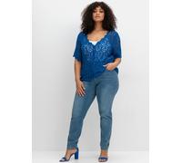 Strickjacke SHEEGO BY JOE BROWNS, Damen, Gr. 48/50, blau (kobaltblau), 50% Baumwolle, 50% Polyacryl, unifarben, Strickjacken Strickjacke (88176044-48) kobaltblau