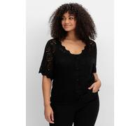 Sheego Ajourstrickjacke mit kurzem Arm 56/58 schwarz