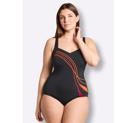 Sheego Badeanzug in figurschmeichelnder Optik 46B schwarz-orange