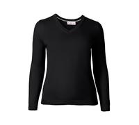 Sheego V-Ausschnitt-Pullover aus Feinstrick, schwarz
